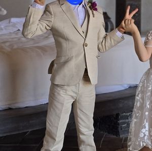 "Oasis" Kids Safari Sand Linen Suit (5-Piece Set)